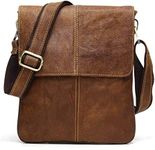 BAIGIO Men's Shoulder Bag Vintage Genuine Leather Man Bag Cross Body Business Messenger Bag Satchel Crossbody Bag Brown