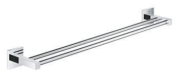GROHE Start Cube Double Towel Rail – Bathroom Wall Mounted Dual Towel Bar (Metal, Concealed Fastening, Including Screws and Dowels, Durable Sparkling Sheen), Size 654 mm, Chrome, 41104000
