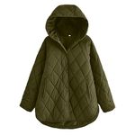 XUNRYAN Womens Bubble Puffer Jackets Quilted Lightweight Winter Warm Down Coats Baggy Casual Hooded Outerwear Anorak Parka, Army Green, Large