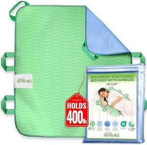 Absorbent Positioning Bed Pad with Handles 34" X 36"- Washable, Waterproof Incontinence Bed Pads - Reusable Bed Mobility Under Pads to Aid Seniors, Disabled