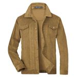 WEEN CHARM Men's Corduroy Long Sleeve Shirt Jacket Stylish Button Down Shacket with Flap Pockets, Earthy Yellow, Large