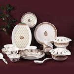 Wonderchef Venice Royal Red Dinner Set of 31 Pcs | 100% Food Grade Melamine | Elegant | Break & Stain Resistant | Designer Dinnerware