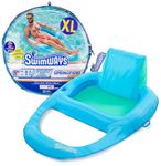 SwimWays Spring Float Premium XL Recliner Chair for Swimming Pool, Inflatable Pool Floats Adult with Fast Inflation, 25% Larger Than Recliner, Supports Up to 300 lbs