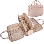 bagsmart Travel Toiletry Bag, Bagsmart Large Makeup Cosmetic Bag Water-Resistant Travel Organizer For Full Sized Toiletries, Makeup Brushes, Accessories, Soft Pink, 19.81 cm
