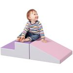 Soozier 2-Piece Climb and Crawl Activity Soft Play Set, Secure Foam Blocks Playset for Toddler Preschooler Babies Indoor, Activity Structure Play Equipment, Purple