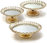 allgala 3-Piece Set Crystal Gold Plated Cheese Dessert Cupcake Cake Stand with Mirror Plate-Gold Lotus-HD89207