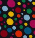 CRS Fur Fabrics Printed Polar Fleece Fabric Material - Multi Spots ON Black, 1Mtr 150cmx100cm