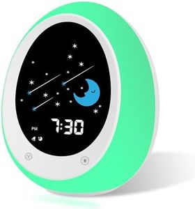 BUTTING Kids Alarm Clock, Toddler Sleep Training Clock with Sun & Moon, Sound Machine, Night Light, Ok to Wake Alarm Clock for Children