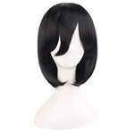 MapofBeauty 14"/35cm Female Models Medium Length Black Straight Hair Cosplay Wigs