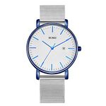 BUREI Men's Fashion Minimalist Wrist Watch Analog Date with Soft Mesh Band