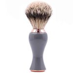 Parker's Silvertip Badger Shaving Brush with Stand – Extra Dense and Extra Soft Bristles – Deluxe Gray and Rose Gold Handle – Shaving Brush for Men & Women