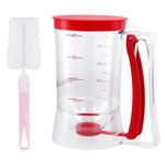 Pancake Batter Dispenser, Handheld Griddle Batter Dispenser with Brush Squeeze Handle Design Cupcake Waffle Mix Dispenser Baking Tools for Precise Portion Control (Red)