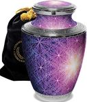 Seed of Life Purple Urns for Human Ashes Adult Female Large, XL or Small Urns for Human Ashes & Cremation Urns for Adult Ashes for Home or Burial Urn (Extra Large, Seed of Life)