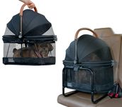 Pet Gear No-Zip View 360 Pet Carrier & Car Seat with Booster Seat Frame for Small Dogs & Cats, Mesh Ventilation, Push Button Entry, No Tools Required, Onyx