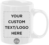 Custom Ceramic Coffee Mugs 11 oz. Set of 100, Personalized Bulk Pack - Coffee cup set, Iced coffee cup, Gaming mug - White