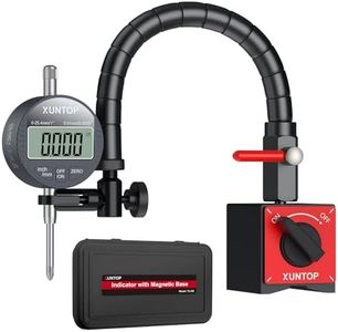 XUNTOP 0-1"/0.0005" Digital Dial Indicator and 176lbs (80kg) Max Pull Magnetic Base Inch/Metric Electronic Indicator and 360°Flexible Stem Holder for 3D Printer Lathe Workshop CNC Machine Table Saw