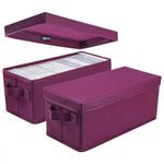 UENTIP CD Storage Boxes - Pack of 2 DVD CD Case Storage Container holds 30 CDs in full jewel cases, 60 CDs in slim cases, and 165 discs in CD sleeves - 13.2" x 5.9" x 5.3"-(2pack-rose red)