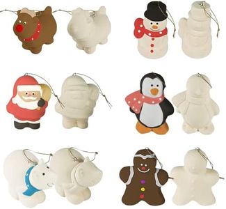 4E's Novelty Ready to Paint Ceramic Christmas Ornaments (12 Pack) Crafts for Adults & Kids, DIY Design Your Own Ornaments to Paint by