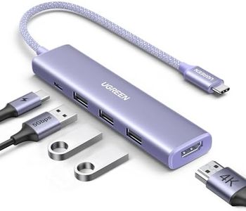 UGREEN Revodok USB C Hub 5 in 1 Multiport Adapter 4K HDMI, 100W Power Delivery, 3 x USB A 3.0 5Gbps USB C Dongle for MacBook Pro/Air, iPad Pro, iMac, iPhone 15 Pro/Pro Max, XPS, Thinkpad, Purple