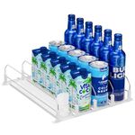 Puricon Drink Organizer for Fridge Pusher Glide, Spring Loaded Fridge Drink Dispenser, Self Pushing Soda Can Organizer for Refrigerator, Beer Bottle Beverage Organizer Drink Holder -4 Rows, White