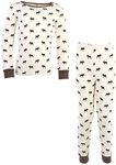 Touched by Nature Kids' Organic Cotton Tight-Fit Pajama Set, Moose, 8 Years