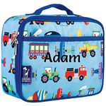 Wildkin Boy's Personalised Lunch Boxes with Transport Design | Personalised Lunch Bags for Boys Lunch Boxes for Boys | Boy's Personalised Lunch Boxes (Transport)