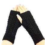 Bold N Elegant Knitted Woollen Warm and Comfortable Fingerless Gloves Thermal Mittens Winter Gloves Accessories Hand Warmer Gloves (Black)