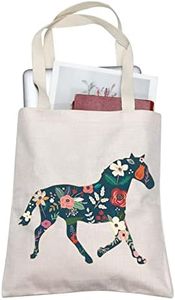 TOBGBE Horse Gift Horse Lover Tote Bag Inspirational Horse Gift for Women Floral Horse Bag Equestrian Gift (Floral Horse Tote)