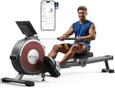 Merach Rowing Machine, Magnetic Rower Machine for Home, 16 Levels of Quiet Resistance, Dual Slide Rail with Max 350lb Weight Capacity, App Compatible with LCD Monitor, Q1S