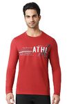 Van Heusen Men Athleisure Crew Neck T-Shirt - Long Sleeve, Printed_60095_Dark Rust_L