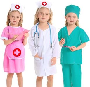 DISHIO Doctor Kit for Kids, Dress up Clothes for Girls with Doctor, Nurse, Surgeon Costume, Dentist Kit for Kids with Stethoscope, Doctor Playset for Boys Girls Ages 3 4 5 6 Halloween Christmas