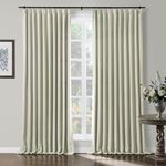 TWOPAGES Beige Pinch Pleat Curtain Blackout, Triple Weave Thermal Insulated Energy Saving Solid Window Curtain Panel for Bedroom, 50 x 90 Inch, 1 Panel