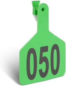 Cattle Ear Tags with 001-050 Numbers Large 1-Piece Z Livestock Ear Tags for Cow Goat Sheep Pig Calves Dog,Animal ID Identification Tag 4.4"x 3",Green