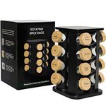 My Luxury Cuisine Rotating Spice Rack, Aesthetic Spice Rack for Inside Cupboard or Free Standing, Ideal Spice Rack Organiser Including 16 Spice Jars with Lids and Labels to Easily Sort your Spices.