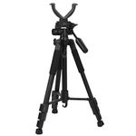 Higoo Rifle Shooting Rest Tripod with V Yoke Bracket V Shaped Gun Rack for Hunting，Aluminum Construction