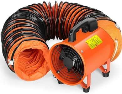 Rengue 8 Inches Utility Blower/Exhaust with 16.4 FT Hose Fan, 3300 r/min High Velocity Low Noise Extraction and Ventilation Fan with Duct Hose