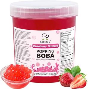 Soeos Strawberry Popping Boba Pearls, Fruit Pearls, 2.6 lb