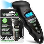 Rhino USA Digital Tire Pressure Gauge 150 PSI, 4 Ranges, Ergonomic Design w/Lighted Nozzle & LCD Backlit Display - Certified Accurate Readings, Best Digital Gage (Black)