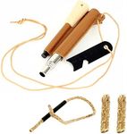 Mastiff Gears® Ultimate Bushcraft Survival Fire Starter Kit with Wood Handle Ferro Rod, Tinder Rope, Tinder Wick, Waterproof Farrow Rod Backpacking Multitool for Campfires and Emergency Situations