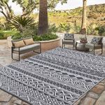 GarveeHome Outdoor Rug Carpet 5x8 ft Waterproof Rug Reversible Patio Rug RV Camping Rug Indoor Outdoor Area Rug Lightweight Portable Area Rug, Grey/White