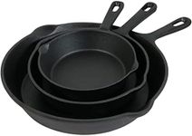 Sunnydaze 3-Piece Pre-Seasoned Heavy-Duty Cast Iron Skillet Set - 6-Inch, 7-Inch, and 10-Inch Black Metal Frying Pans