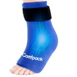 Comfpack Ankle Ice Pack Wrap for Swelling, Foot Ice Pack Flexible Hot Cold Compression Therapy Ice Sock for Achilles Tendonitis, Plantar Fasciitis, Surgery, Sprained, Heel Pain, Blue