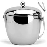 MOPERYOK Brand Stainless Steel Double Wall Insulated, Apple Shaped Premium Ice Bucket. Non Magnetic, Anti Rust, Food Safe Mirror Finish. Free Ice Tong