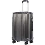 Coolife Luggage Expandable Suitcase PC+ABS with TSA Lock Spinner 20in24in28in (Grey, S(20in)_Carry on)