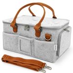 DOCAT Baby Diaper Bag, Cute Felt Diaper Caddy Organizer with Removable Shoulder Strap, Baby Basket Essentials for All Newborn Baby Products Nursery Basket (Grey)