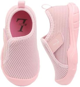 L-RUN Breathable Corduroy Baby Walking Shoes, Flexible Sole for Active Play, Eco-Friendly Toddler Shoes Pink 4 Toddler