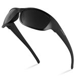 DEAFRAIN Polarized Sports Sunglasses for Men Women Fishing Driving Cycling Running Baseball Golf Black Glasses UV Protection