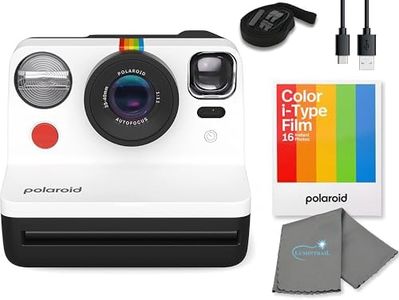 Polaroid Gen 2 Now I-Type Instant Film Camera - Black & White Bundle with a Color i-Type Film Pack (8 Instant Photos) and a Lumintrail Cleaning Cloth