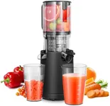 Hand-Free Cold Press Juicer, Aobosi Juicer Machines with No-Prep 5.2" Large Feed Chute Fit Whole Fruits & Vegetables for Batch Juicing, Self Feeding Effortless, Auto-cutting Auger (Black)