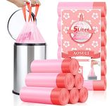 AOSULI Pedal Bin Liners with Tie Drawstring Handles 108 Counts Mini Plastic Garbage Bags 5l Small Waste Paper Bin Bags For Bathroom,Toilet,Office,Kitchen 3l-6l Rubbish Bin,Pink